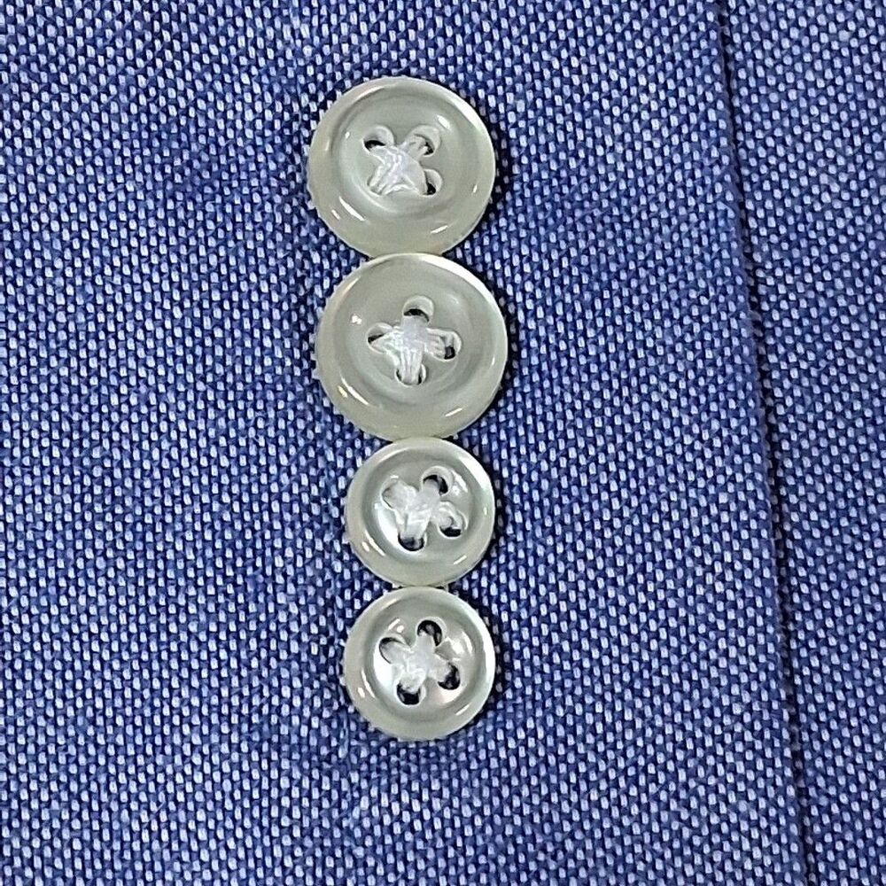 Lands End Dress Shirt 17-35 Regular Blue Button Down Collar Long Sleeve *Flaw - Picture 7 of 9
